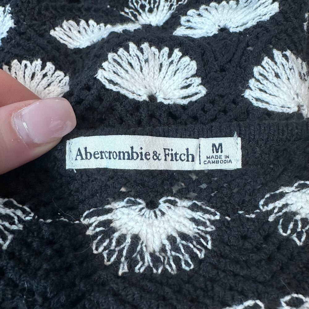 Abercrombie & Fitch Crochet-Style Tie-Front Tank Top Sleeveless Open Knit Blouse - Picture 11 of 13